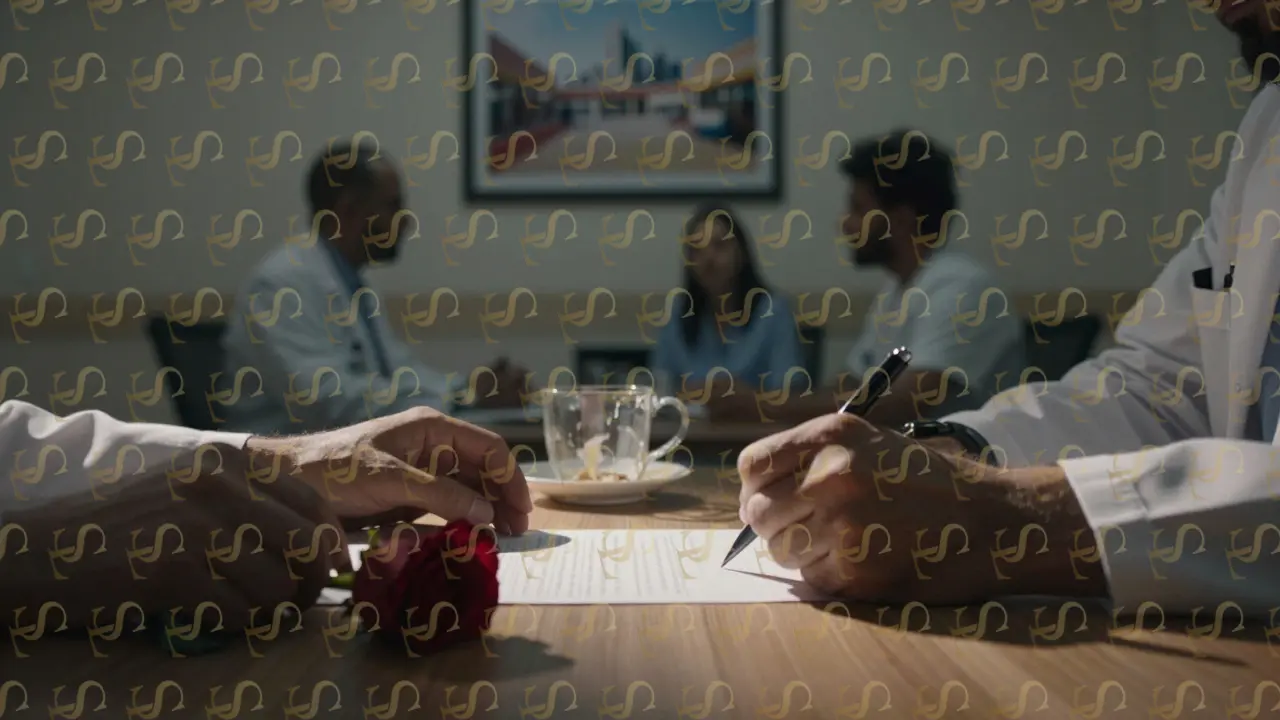 A signed contract rests beside a teacup and a single rose, symbolizing trust and empathy over transactional business.
