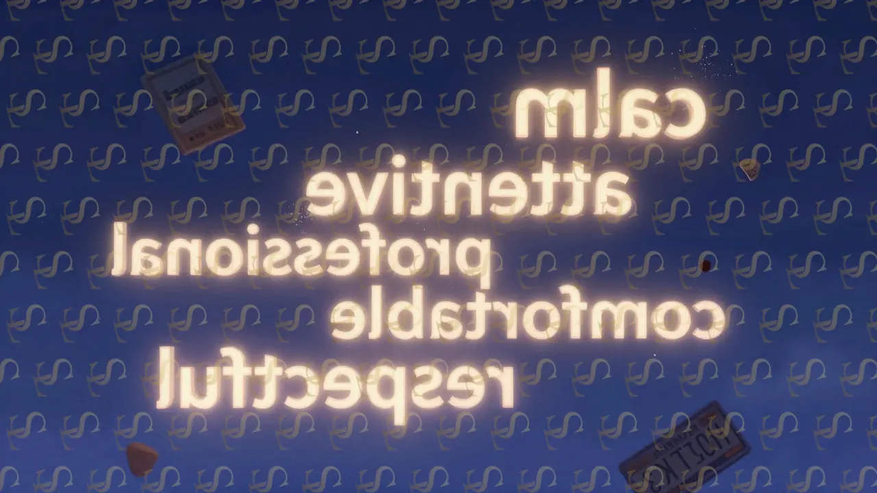 Glowing positive words floating in mid-air while identifying details like license plates and tattoos dissolve into smoke.