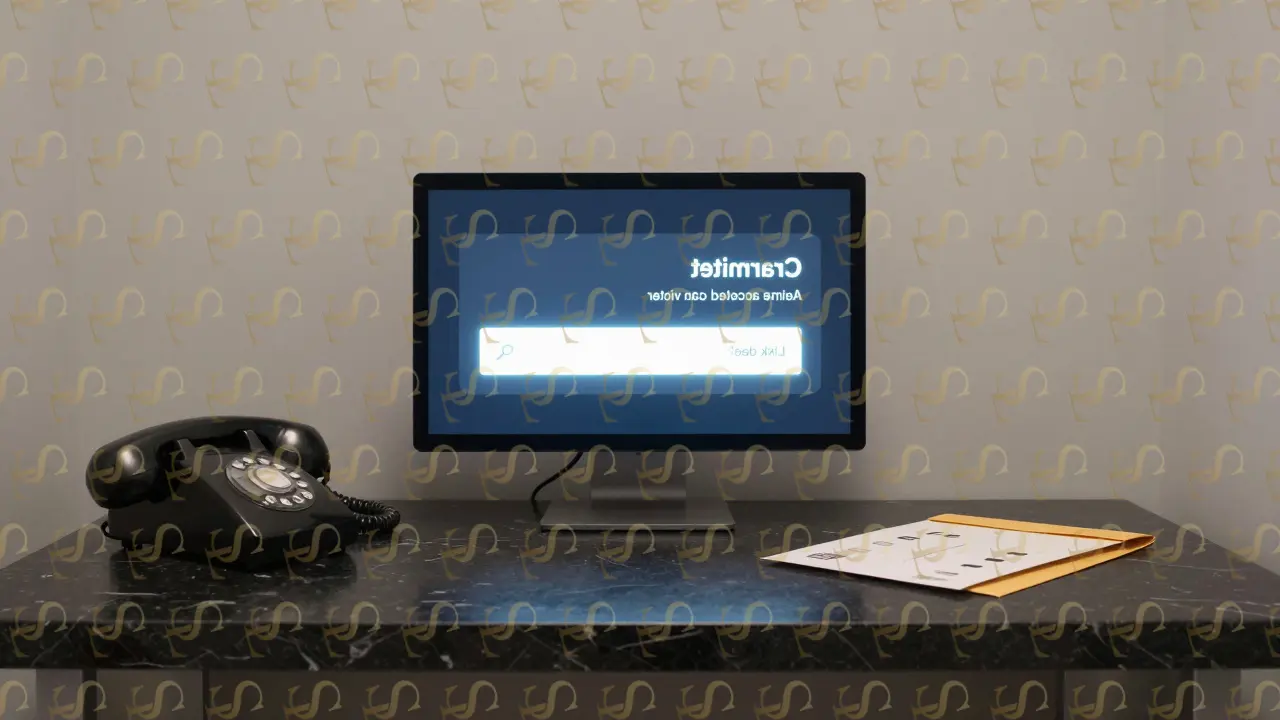 An encrypted one-time link on a sleek surface beside a sealed envelope and landline phone for anonymous results.